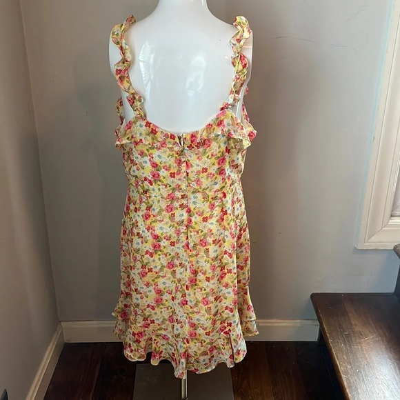 Anthropologie X If By Sea Yellow Floral Ruffle Sleeve Dress Size Medium - Picture 6 of 10